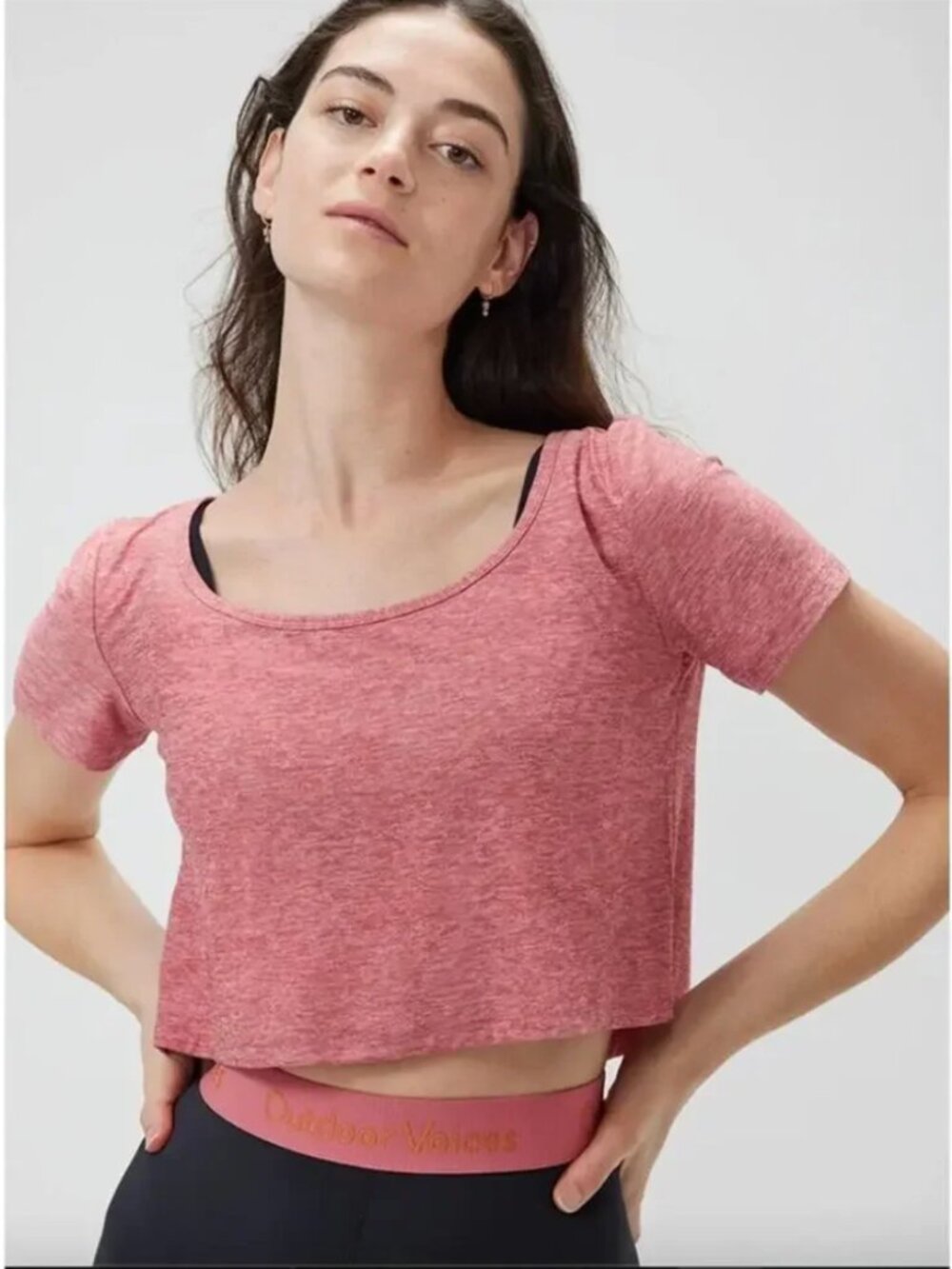 Pink heather outdoor voices crop top
